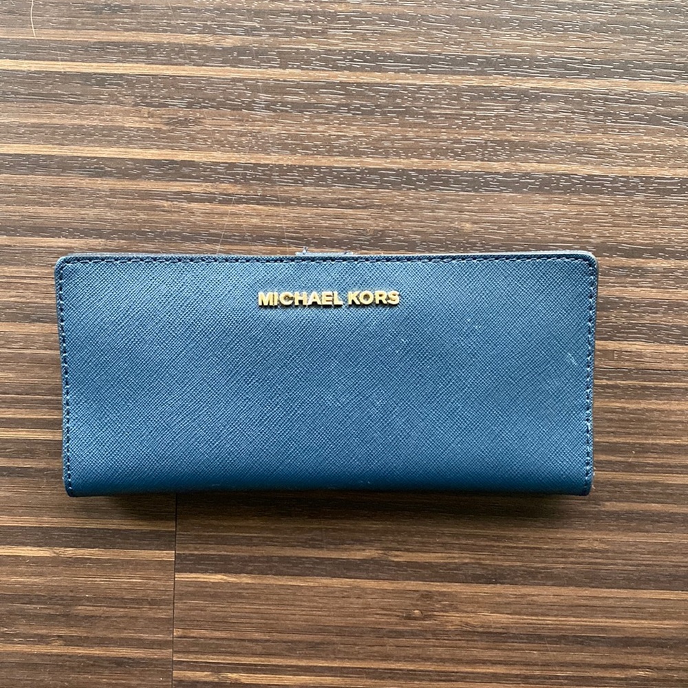 Michael Kors navy leather wallet
